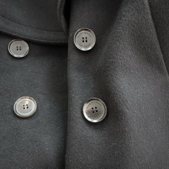Burberry Wool Cashmere Double Breasted Coat In Black Size 4 - Picture 11 of 16